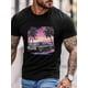 thumbnail image 2 of Men's T-Shirt,Short Sleeve Tee Shirt Casual Tops Black Car Palm Trees Crew Neck T Shirts for Men, 2 of 8