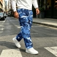 thumbnail image 2 of GrmtClth Cargo Pants for Men All Over Camo Pattern Loose Baggy Cut Multi Storage Pockets Stretch Pull On Daily Street Trousers Navy 4XL, 2 of 8