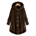 thumbnail image 4 of Women's Plus Size Casual Color Block Plush Sweatshirt Hoodie Loose Blouse Warm Coat, 4 of 5