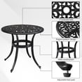 thumbnail image 4 of Hassch 23.6-Inch Cast Aluminum Round Patio Table in Black, Outdoor Bistro Table with Phoenix Pattern, 2" Umbrella Hole, Adjustable Feet, Easy Assembly, 4 of 10