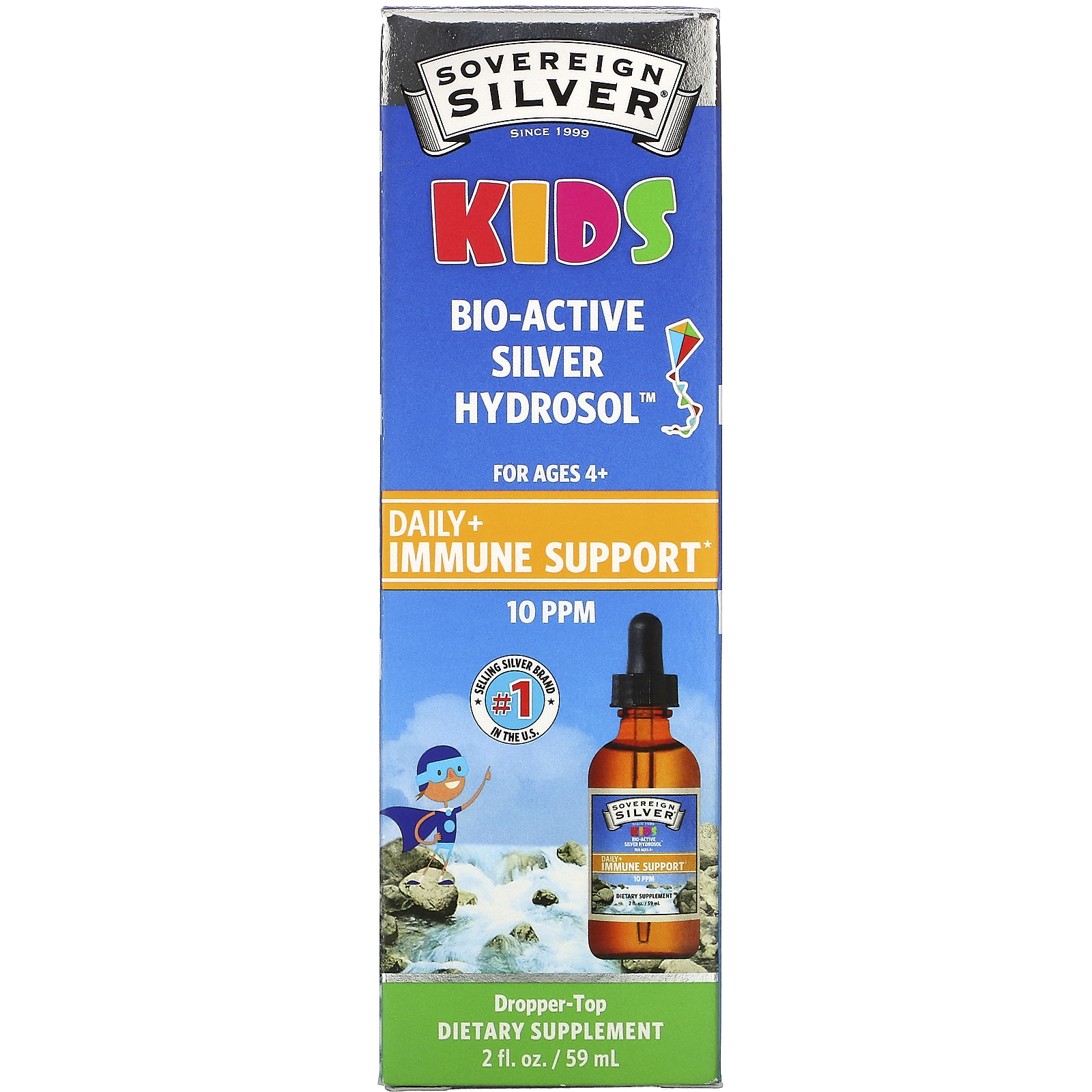 Sovereign Silver Kids Bio Active Silver Hydrosol Daily Immune Support Ages 4 10 Ppm 4 Fl Oz 118 Ml Walmart Com