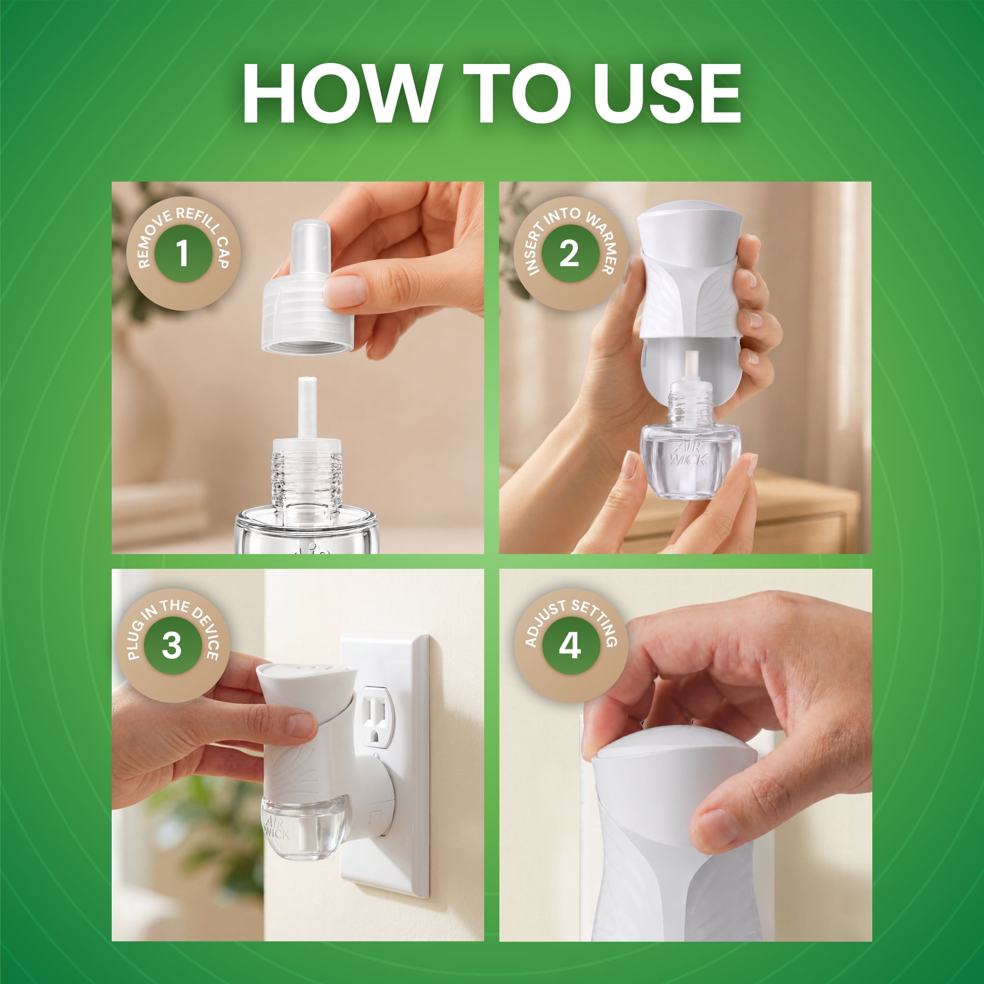 Air Wick Plug-in Scented Oil Warmer Air Freshener Device, White, 2 Count