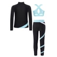 thumbnail image 2 of Jhaoyu Girls 3 Piece Figure Skating Outfits Zipper Jacket with Crop Tank Tops And Gymnastics Leggings Set Light Blue 16, 2 of 5
