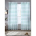 thumbnail image 2 of Aqua Blue Green Sheer Curtains 96 Inch Length 2 Panels Set, Checkered Plaid Gingham Lattice Trellis Voile Window Treatment Semi Sheer Long Curtains Drapes for Bedroom/Living Room/Kitchen 52"x96"x2, 2 of 7
