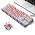 thumbnail image 1 of iBlancod K87 87-key wired mechanical keyboard with metal panel, two-color injection keycaps, 20 lighting effects, white and pink (red switches), 1 of 8