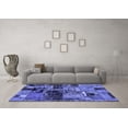 thumbnail image 3 of Ahgly Company Machine Washable Indoor Rectangle Patchwork Blue Transitional Area Rugs, 3' x 5', 3 of 4