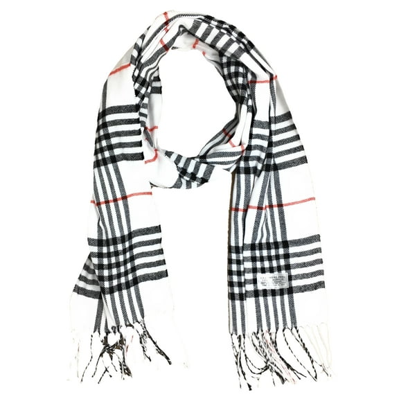 Urban-Peacock Plaid Soft Acrylic Scarf for Men and Women - White Plaid