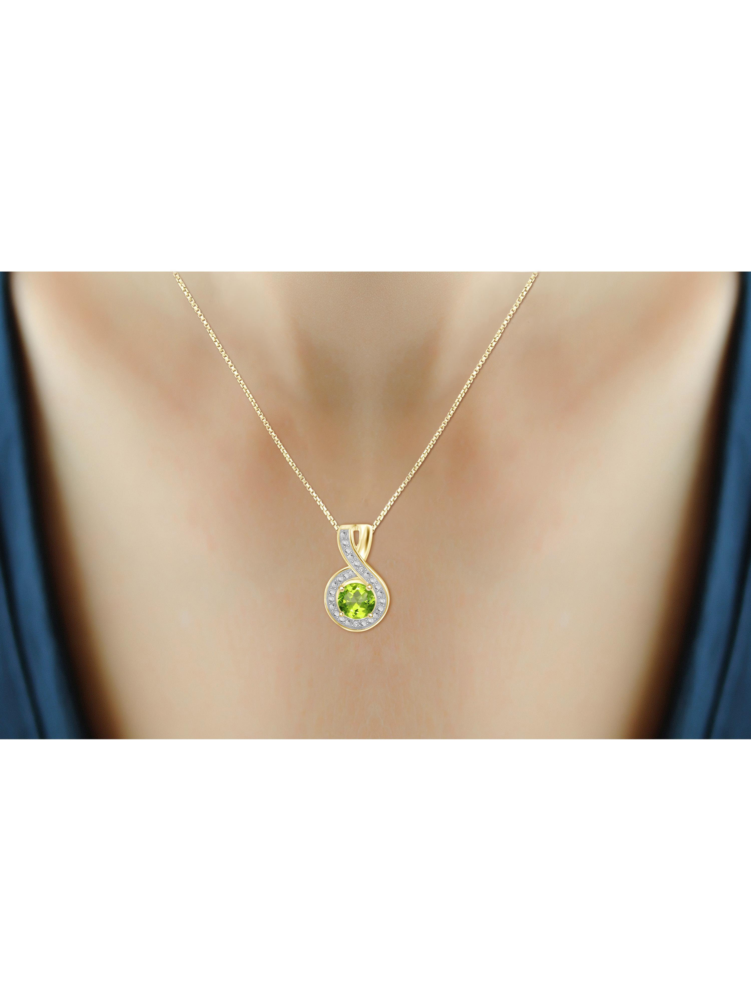 JewelersClub 3/4 Carat T.G.W. Peridot And White Diamond Accent 14k Gold Over Silver Pendant