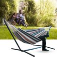 thumbnail image 3 of Portable Canvas Hammock Stripe Double Single People Hanging Hammock (C), 3 of 8
