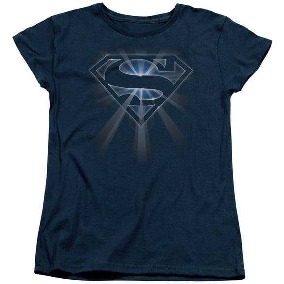Superman Glowing Shield Women's T-Shirt Navy