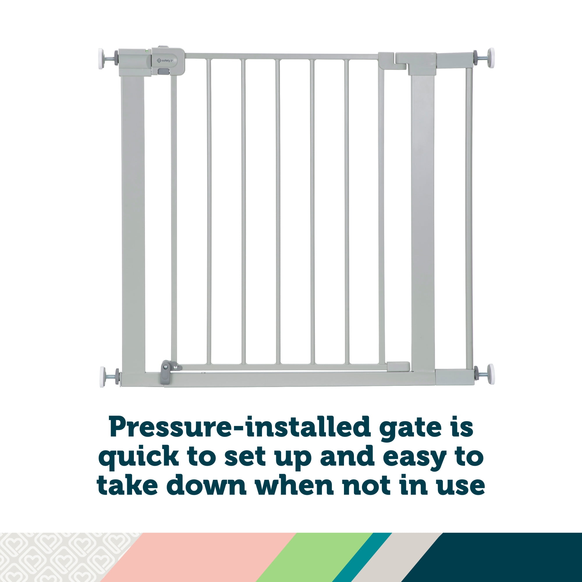 Safety 1st Pressure Mounted Baby Gates for Doorways, SecureTech® No-Drill, With Door, 29-38", Gray