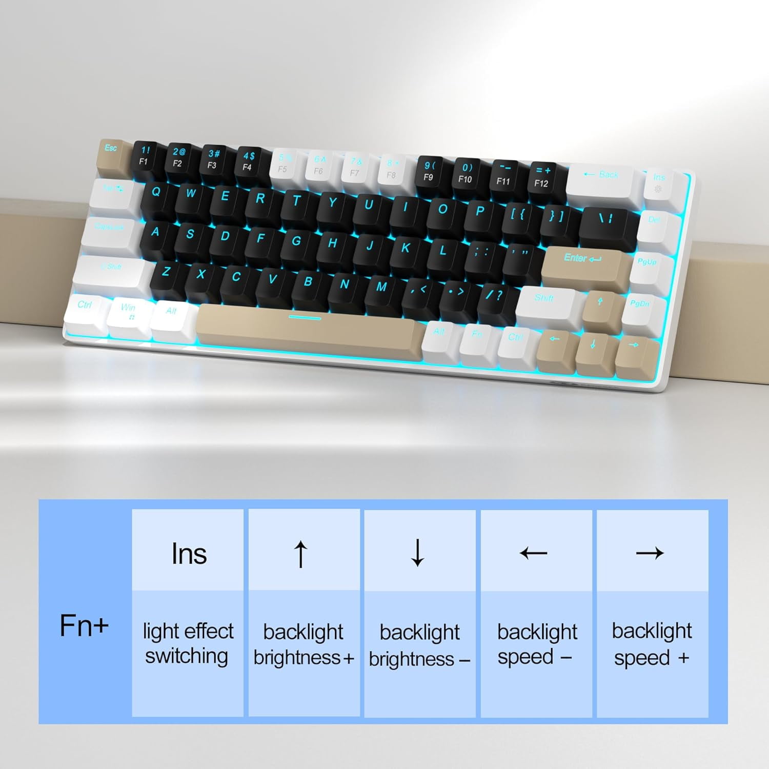 MageGee Portable 60% Mechanical Gaming Keyboard, MK-Box LED Backlit Compact 68 Keys Mini Wired Office Keyboard with Red Switch for Windows Laptop PC Mac - Black/Grey
