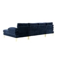 thumbnail image 3 of Convertible Sectional Sofa Couch, 800 Pounds Load U-Shaped Wood Frame Sectional Sofa with Double Lounge Chaise, 3 of 8