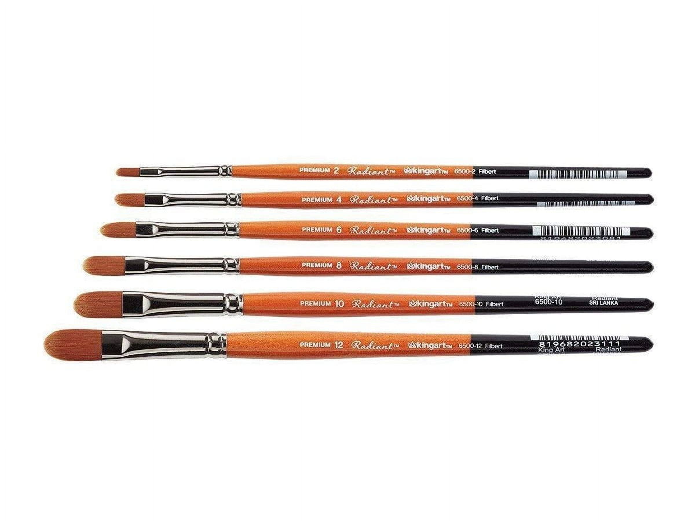 KINGART Radiant 6500 Filbert Series Premium Golden Synthetic Brushes for Acrylic, Oil and Watercolor, Set of 6