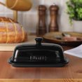 thumbnail image 2 of MAIA Ceramic butter dish with lid for countertop 4” x 8” butter keeper container white butter holder for butter spreader on kitchen countertop ceramic butter dishes storage container with lid black, 2 of 7