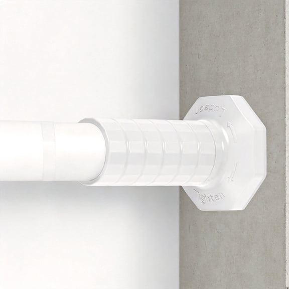 Extra Long 51-128" Octagon End Cap Tension Rod, Heavy Duty No Drilling Adjustable Window Rod for Sliding Door & Blackout Curtains, Matte White