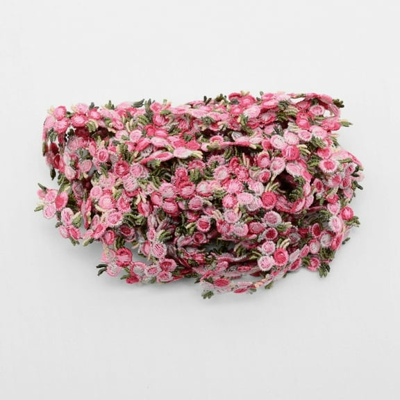 Flower Polyester Trim Ribbon for Curtain Lace Trimmings Hot Pink 3/4 inch(20mm)