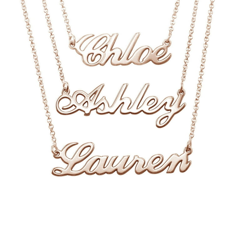 Cursive name necklace store rose gold