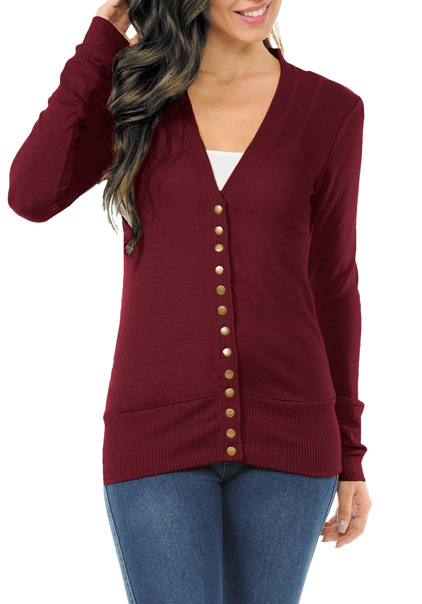 Details about   Plus Size Three Button Cardigan Burgundy 