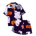thumbnail image 5 of ChenYiFH Under $12 Silk Pajama for Women Short Sleeve Satin Pj Set Two Piece Soft Sleepwear Loungewear Purple XL, 5 of 5