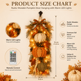 thumbnail image 2 of katior Rustic Wooden Pumpkin Door Hanging with Warm LED Lights 21.7in, Harvest Fall Farmhouse Decor with Autumn Leaves for Porch Entryway, 2 of 8