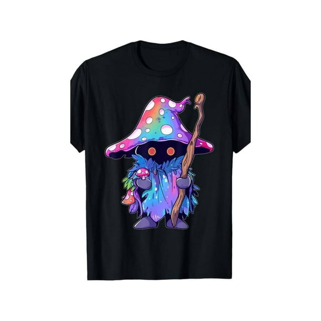 Mystical Mushroom Wizard Graphic Tee - 100% Cotton
