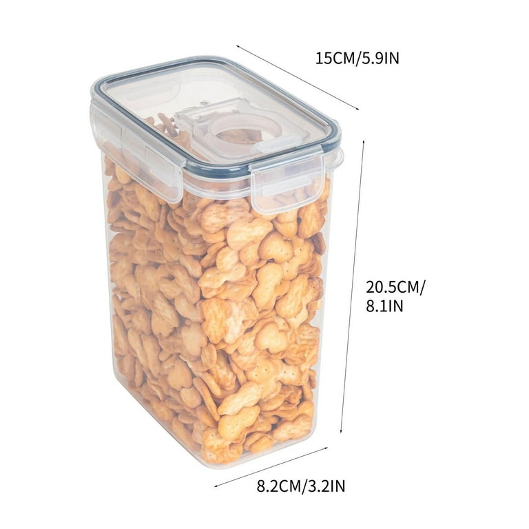Gerich Kitchen Airtight Food Storage Container Plastic Pantry Storage  Biscuit Tin with Lock Lid Transparent Cereal, Leak-Proof, Stackable &  Airtight