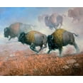 thumbnail image 2 of Sorenson, Jack 30x26 Gold Ornate Wood Framed with Double Matting Museum Art Print Titled - Prairie Thunder, 2 of 4