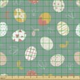 thumbnail image 2 of Ambesonne Easter Fabric by the Yard Upholstery, Geometric Eggs OrnamentArt, 2 Yards, Dark Sea Green and Orange, 2 of 5