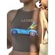 thumbnail image 1 of Lucakuins Mujeres Casual Crop Tops, Cartoon Car Letter Impreso Slim Fit Sin Mangas Chaleco Acanalado, 1 of 5