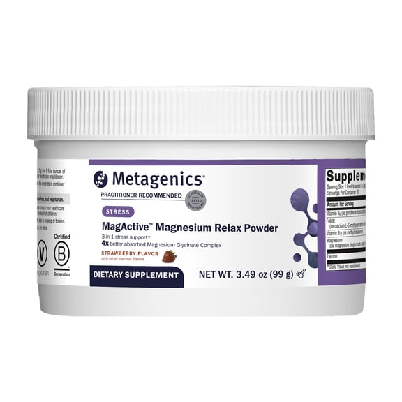 Metagenics MagActive Magnesium Relax Strawberry Flavor Powder Magnesium Supplement for Calming Support 1 Pack 3.49 oz