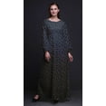 thumbnail image 2 of Bimba Moss Georgette Eagle Feather Printed Womenâ€™s Long Sleeve Elastic Waist MaxiÂ&nbsp;DressÂ&nbsp;Gown-Medium, 2 of 5