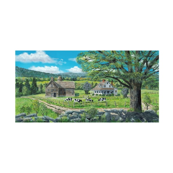 Canvas Wall Art - Bob Fair 'Calm Over the Wall' Wall Art for Living Room, Bedroom, or Office Décor by Trademark Fine Art - 19 x 10 Inches