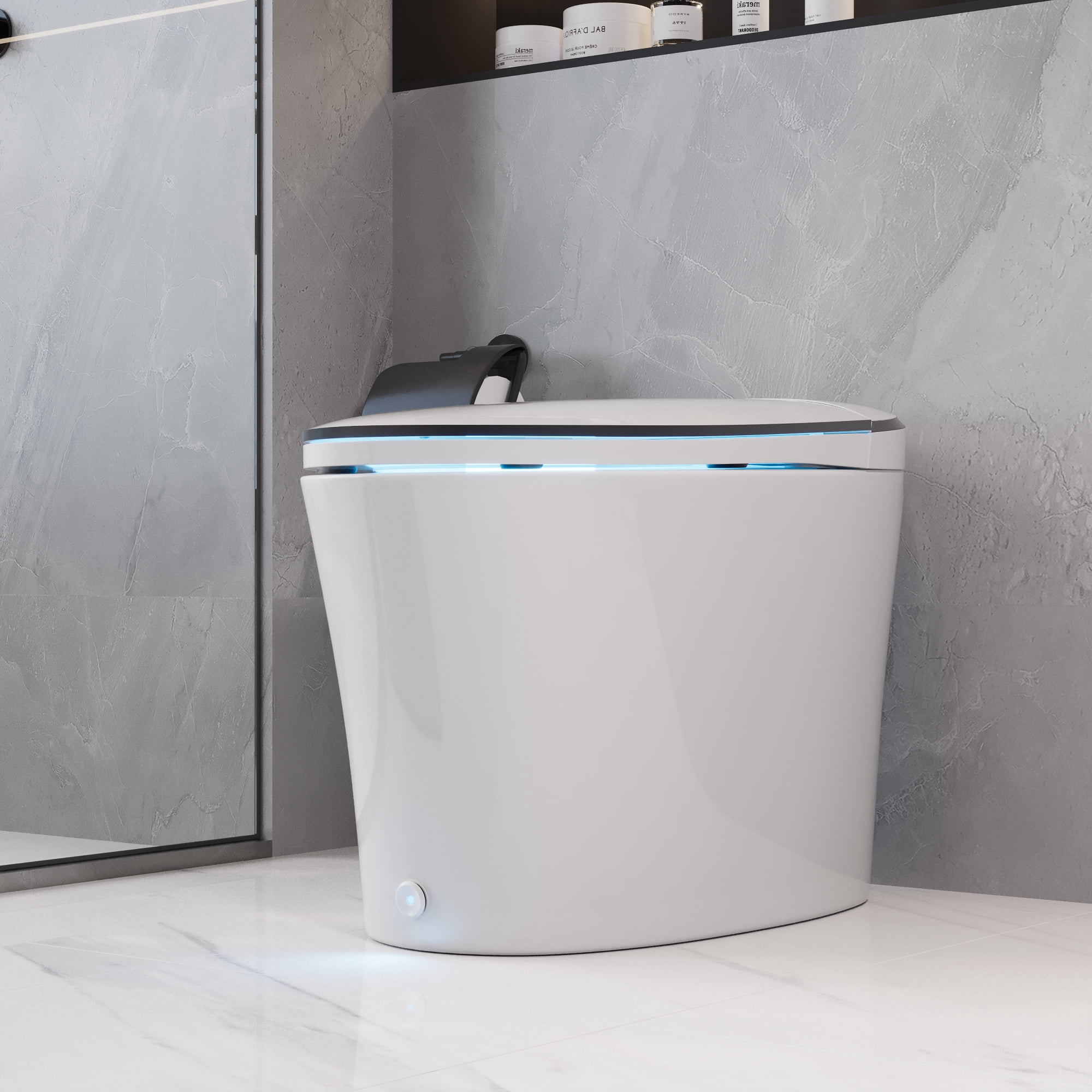 1.28 GPF Tankless Elongated Smart 1-Piece Toilet in White with Heated Seat, Auto Flush, Foot Touch Control Flush