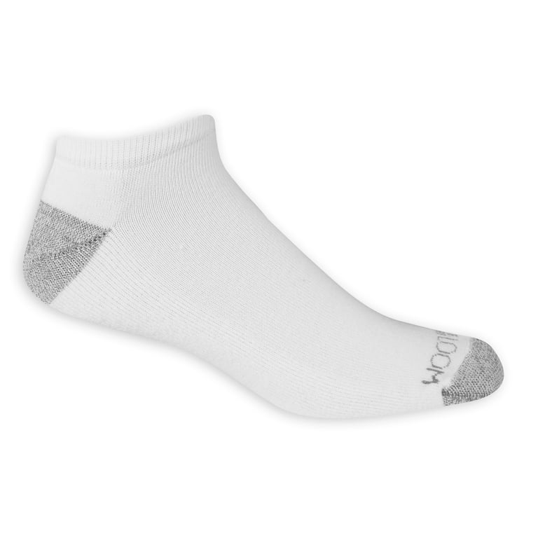 Fruit of the Loom Cushioned, No-Show, Dual Defense Socks, White