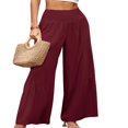 thumbnail image 4 of POINTERTECK Pantalons Larges Amples pour Femmes Taille Haute Couleur Unie Coupe Décontractée Plissée, 4 of 7
