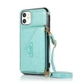 thumbnail image 4 of Wallet Case for iPhone 11, Detachable Crossbody Lanyard Strap PU Leather+Soft TPU Bumper Magnetic Clasp Back Flip Credit Card Slots Kickstand Cover for iPhone 11 - 6.1", Mint, 4 of 10