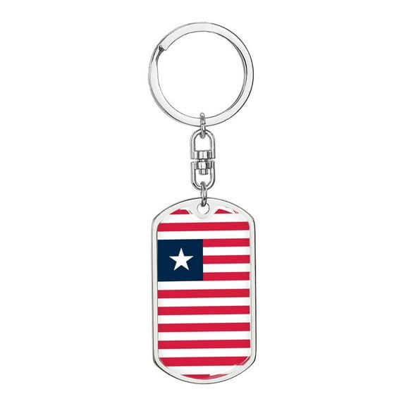 Liberia Flag Keychain Dog Tag Stainless Steel or 18k Gold