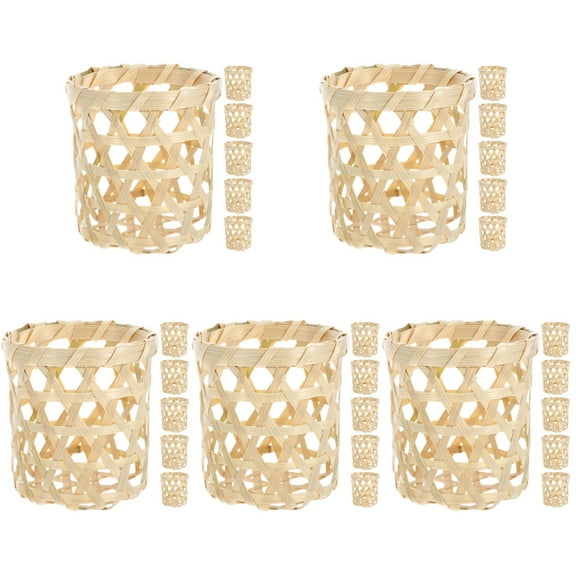 Worgeous 30 pcs  Candlestick Holder Basket Candle Holder Woven Candle Holder Candlestick Basket
