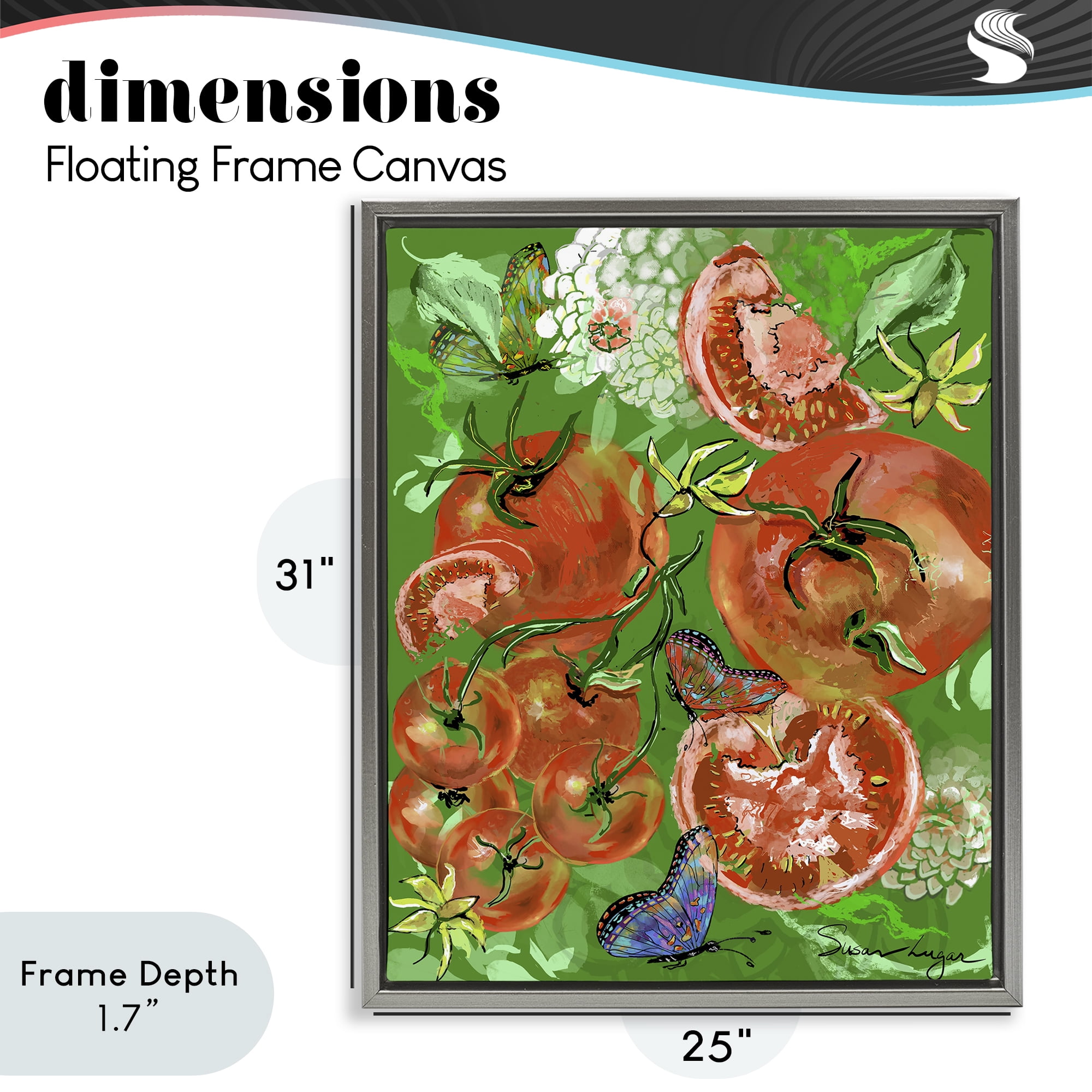 Stupell Industries Tomatoes Swirl Collage Gray Framed Floater Canvas Wall Art, design by Susan Lugar