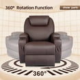 thumbnail image 3 of Vineego 360° Swivel PU Leather Chair with Massage Function Adjustable Home Theater Single Recliner,Brown, 3 of 6