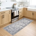 thumbnail image 2 of GLATTICE Washable 2x5 Runner Rug Hallways Non Slip Rug Runners Vintage Floral Printed Super Soft Carpet Runners for Entryway Bedroom Bedside Kitchen Laundry Room,Grey Blue, 2 of 8