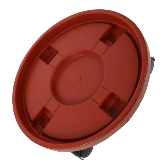 FENGGUIQU Red PP Heavy-Duty Round Planters Tray with Wheels for Indoor Use