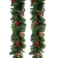 thumbnail image 1 of MesaSe Guirlandes de Noël Pré-Éclairées avec Lumière LED Couronnes de Noël Illuminées avec Pommes de Pin Baies Rouges Guirlande de Noël Artificielle pour Fête Cheminées Escaliers Porte d'Entrée Décoration du Nouvel An, 1 of 11