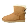 thumbnail image 1 of Ugg Women's Mini Bailey Bow Chestnut Ankle-High Suede Boot - 9M, 1 of 3