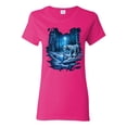 thumbnail image 1 of Tiger In The Snowy Cold Night Predator Animal Lover Womens Graphic T-Shirt, Fuschia, 2XL, 1 of 3