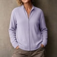 thumbnail image 6 of ZunFeo Zip Up Corduroy Jacket for Women - Stand Collar, Lightweight, Relaxed Fit, Purple,Size L, 6 of 6