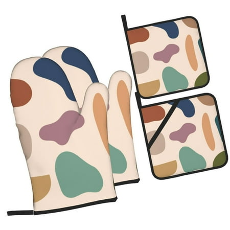 

ZICANCN Oven Mitts and Pot Holders Sets Element Shape Blobs Baking Sets Kitchen Heat Resistant 4 Pieces