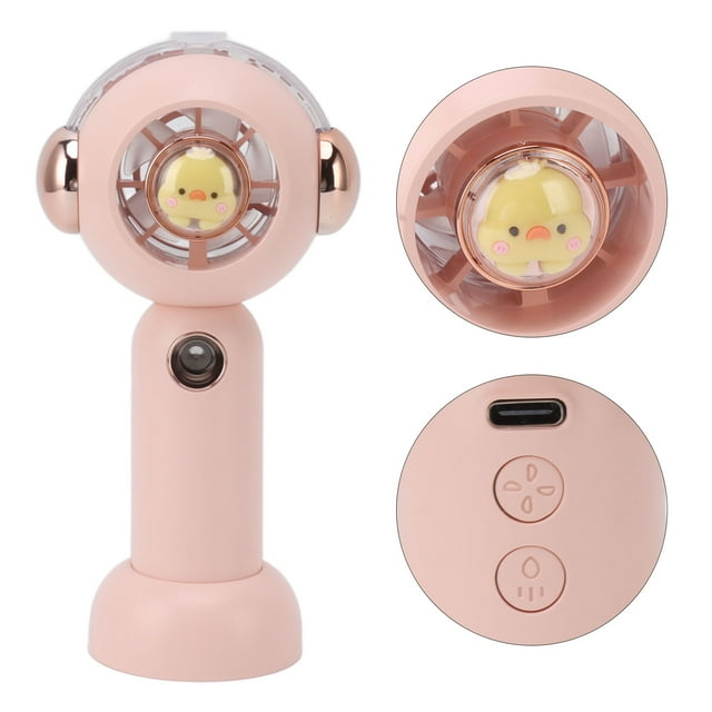 Small Misting Fan, Atomization Function Small Pocket Misting Fan ABS Large Air Volume USB Silent Running for School White,Pink,Green