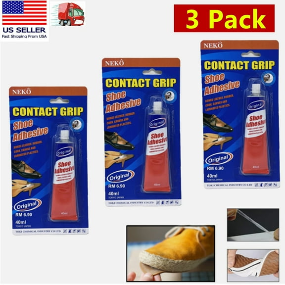 3x 40ml Strong Shoe Repair Glue – Waterproof Adhesive for Leather, Rubber, Vinyl, Canvas, Cork | Flexible Sole Fix, Contact Cement for Boots, Heels, Sneakers, DIY Craft Repairs